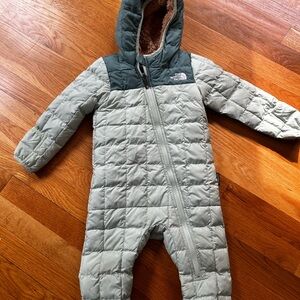 The North Face Baby Snowsuit in Mint and Brown